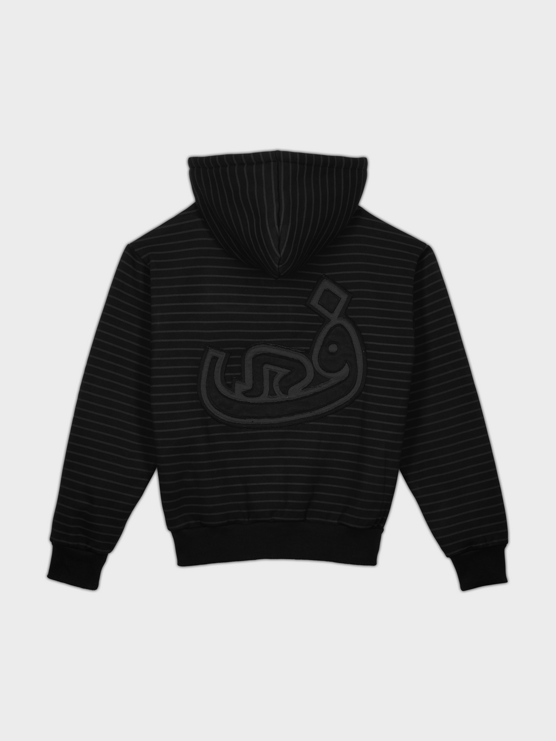 Zip Hoodie Rayé Effiloché - Noir