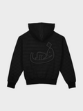 Zip Hoodie Rayé Effiloché - Noir
