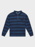 Polo Rayé Effiloché - Bleu