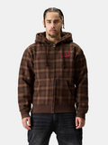 Zip Hoodie à Carreaux - Marron