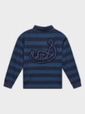 Polo Rayé Effiloché - Bleu