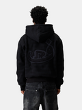 Zip Hoodie Rayé Effiloché - Noir