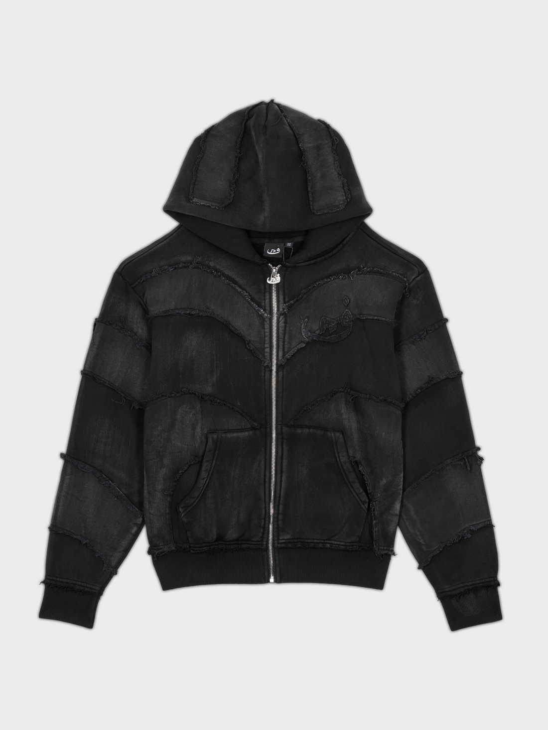 Zip Hoodie Effiloché 808 - Noir