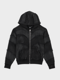 Zip Hoodie Effiloché 808 - Noir