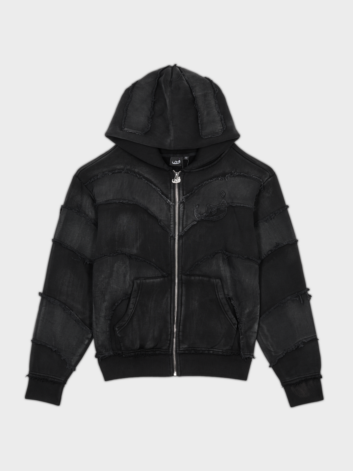 Zip Hoodie Effiloché 808 - Noir